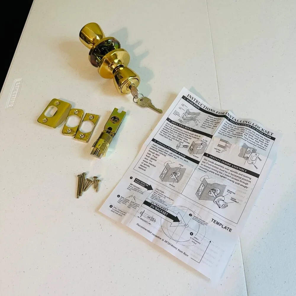 Design House Terrace Lockset Polished Brass Finish Keyed Entry Door Knob